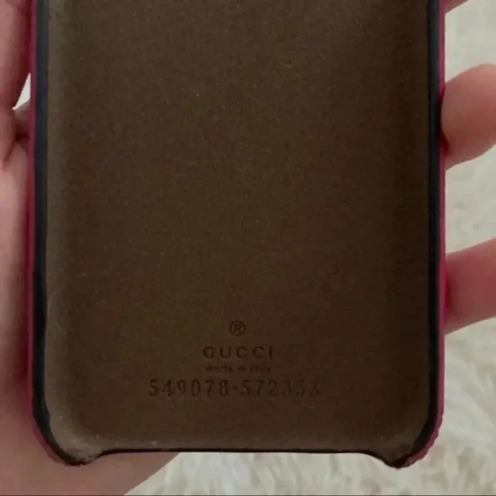 GUCCI Vintage Logo Print IPhone SE/7/8 Leather Pink Phone Case